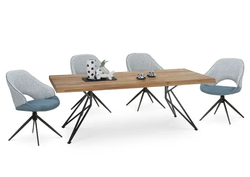 Stuhl MERIEM - drehbar, Stoff, Blau