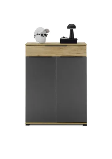 Schuhschrank GRANERA - B ca. 89 cm, Graphit, Navarra Eiche Nachbildung