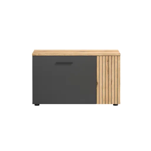Sitzbank - B ca. 80 cm, Anthrazit, Eiche Coast Evoke Nachbildung
