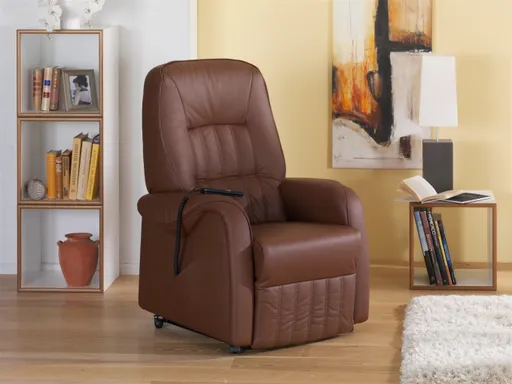 Fernsehsessel EM Kassel - Relaxfunktion (1-motorisch) mit Aufstehhilfe motorisch, Leder, Braun