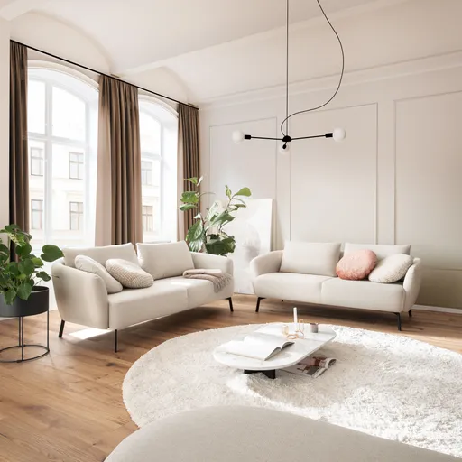 Sofa CARLLOTA - 3-Sitzer, Stoff, Natur