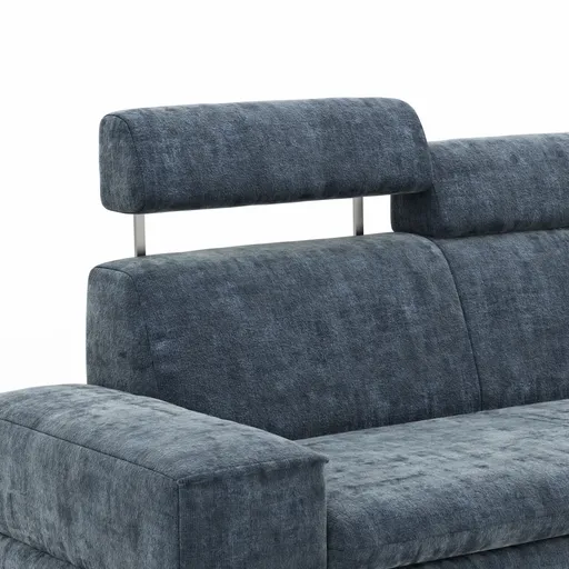 Sofa Hubertus - 2-Sitzer, Kopfstütze verstellbar, Stoff, Blau
