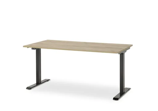 Schreibtisch GELI - höhenverstellbar, LB ca. 160x80 cm, Eiche Nachbildung, Schwarz