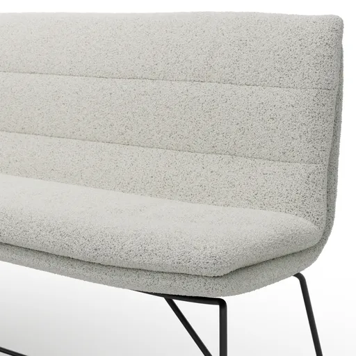 Bank Jukka - B ca. 200 cm, Stoff, Champagner, Kufe, Schwarz