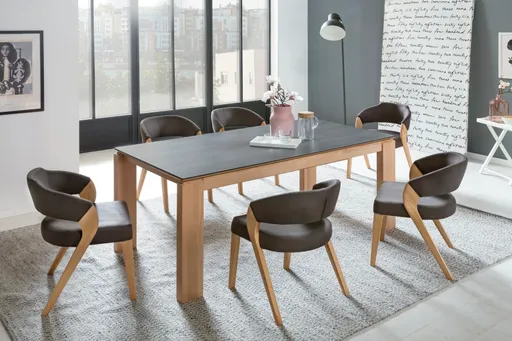 Armlehnstuhl - Stoff, Braun