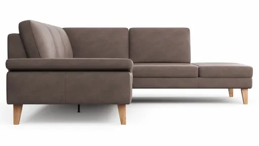 Ecksofa Houston - 2,5-Sitzer, Eckelement und 1-Sitzer mit Abschlussteil rechts,  inkl. Sitztiefenverstellung und Armlehne klappbar, Leder, Dunkelbraun