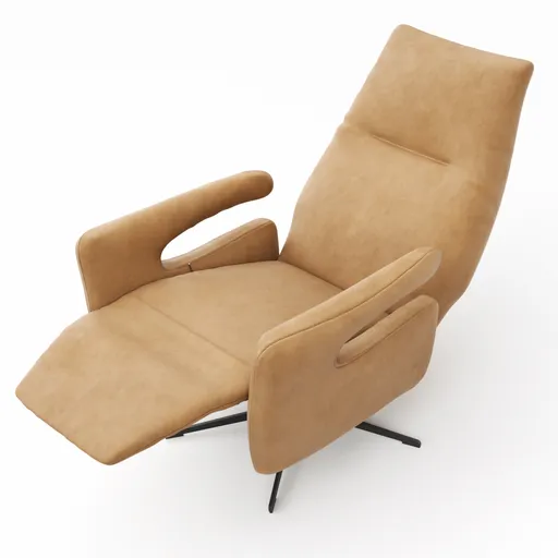 Relaxsessel Lucero 2.0 -  Kopfteil/Fußteil/Rückenlehne verstellbar, Leder, Cognac