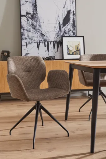 Armlehnstuhl Saltino - drehbar, Stoff, Taupe