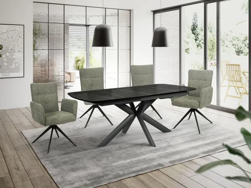 Esstisch MAXIE - ausziehbar, LB ca. 190x98 cm, Glaskeramik, Anthrazit Struktur