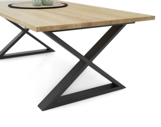Couchtisch - LB ca. 110x60 cm, Wildeiche massiv geölt, Schwarz