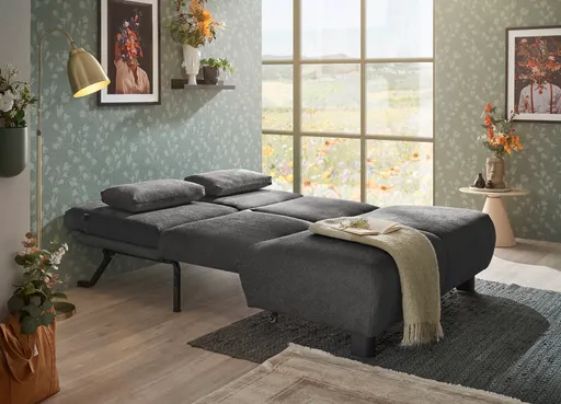  Faltsofa EBBY - 2-Sitzer ohne Armlehne, 140 cm inkl. Schlaffunktion, Stoff, Dunkelgrau