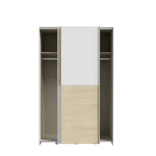 Schwebetürenschrank FREDDY- B ca. 120 cm, Weiß, Eiche Dekor