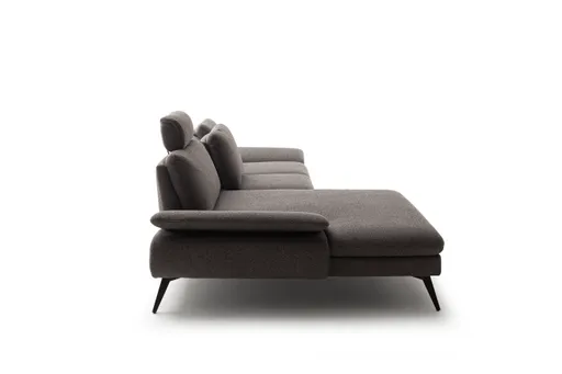 Ecksofa Collina - Longchair links, 2,5-Sitzer, Stoff, Dunkelgrau