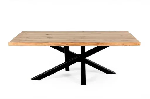 Esstisch - LB ca. 220x100 cm, Wildeiche massiv geölt, Schwarz
