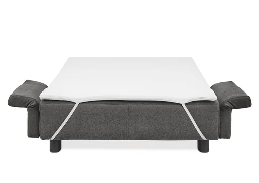  Faltsofa Easy - 2-Sitzer, ca. 140 cm inkl. Schlaffunktion/Topper/Armteil verstellbar, Stoff, Dunkelgrau