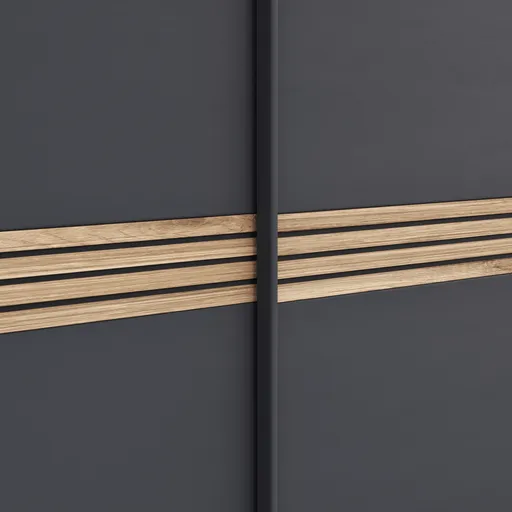 Schwebetürenschrank Viana - BHT ca. 300x230x68 cm, Anthrazit