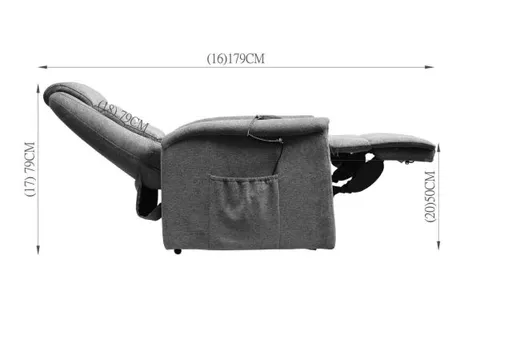 TV-Sessel MYRON - Relaxfunktion, Aufstehhilfe, Stoff, Grau