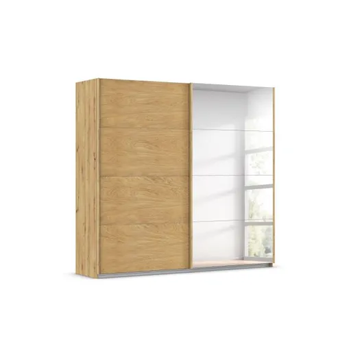 Schwebetürenschrank ROTIA- B ca. 226 cm, Eiche Dekor, Spiegel