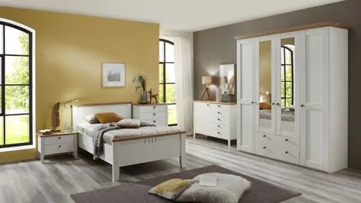 Schlafzimmer - Lack Weiß, Wildeiche