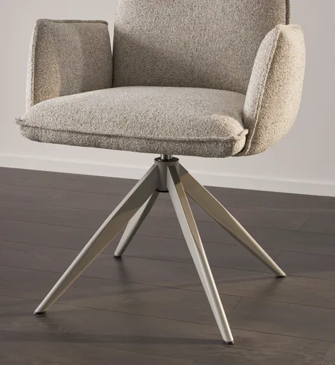 Armlehnstuhl Dinner - drehbar, Stoff, Champagner