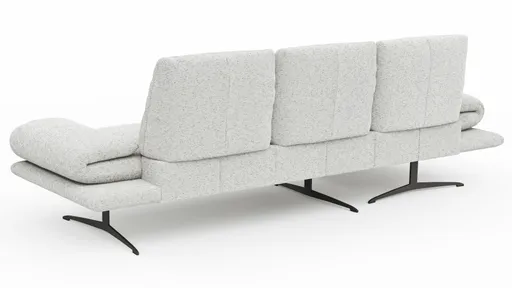 Ecksofa Lucero 2.0 - Longchair mit 2-Sitzer rechts inkl. Sitztiefenverstellung, Drehsitz und Sitztiefe verstellbar, Stoff, Offwhite