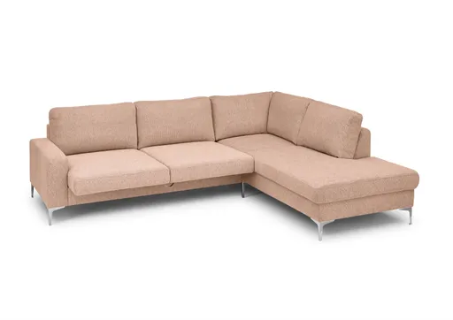 Ecksofa CALM 2.0 - 2,5-Sitzer mit Ecke rechts, Schlaffunktion mit Bettkasten, Stoff, Pfirsich