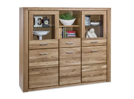 Highboard - mit Beleuchtung, Wildeiche teilmassiv, geölt