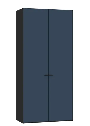 Drehtürenschrank JOIN IT- B ca. 101 cm,  Schwarz, Glas, Blaugrau, Matt