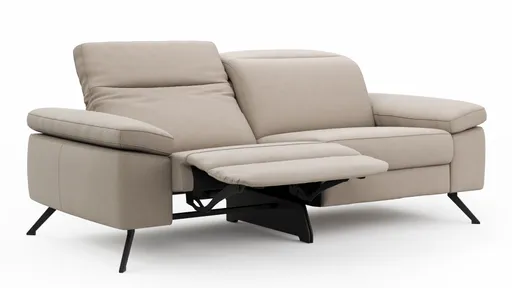 Sofa Rafaela 2.0 - 2,5-Sitzer inkl. 1x Relaxfunktion und Kopfteile verstellbar, Leder, Champagner