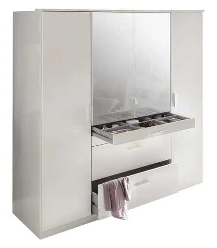 Drehtürenschrank- B ca. 180cm, Weiß, Spiegel