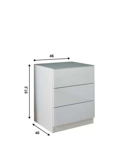Nachtkonsole- Weiß, Glas, Weiß