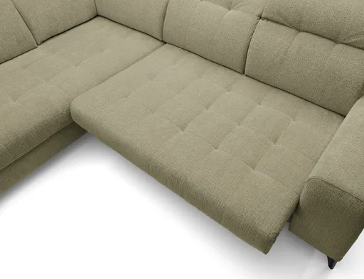 Ecksofa - Ecke links mit 2-Sitzer, Kopfteil verstellbar, Sitztiefe verstellbar motorisch, Stoff, Sand