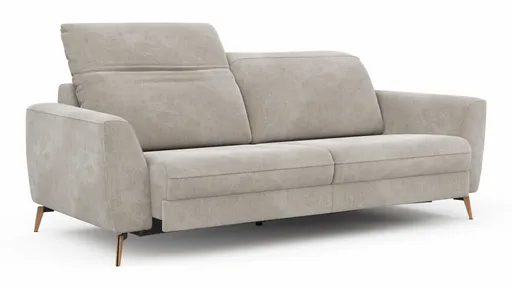 Sofa Tulsa KV - 3-Sitzer, inkl. Sitzvorzug (motorisch) und Kopfteilverstellung, Stoff, Graubeige
