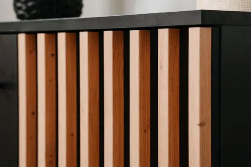 Kommode - B ca. 118 cm, Schwarz, Artisan Eiche Nachbildung