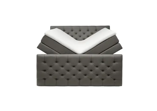 Boxspringbett SANDRIN E- Liegefläche ca. 180x200 cm, Stoff, Dunkelgrau, inkl. Stauraum und Fußteil