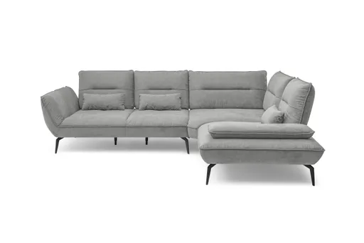 Ecksofa PAYTON - 2,5-Sitzer, Ecke rechts inkl. Rückenneigung, Armteilverstellung, Stoff, Silbergrau