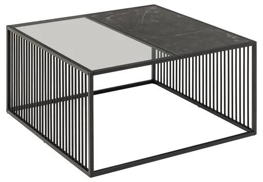 Couchtisch - LB ca. 80x80 cm, Marmoroptik, Schwarz