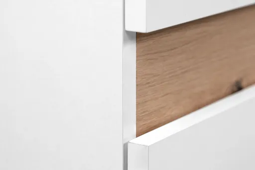 Sideboard- Weiß, Eiche Dekor