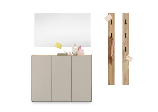 Schuhschrank GASIRA - B ca. 138 cm, Kaschmir, Navarra Eiche Nachbildung