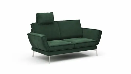 Sofa My - 2-Sitzer mit Rückenlehne/Armlehne verstellbar und Drehsitze, Stoff, Dunkelgrün