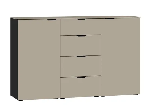 Kommode JOIN IT- Glas, Hellbraun, Matt, Schwarz