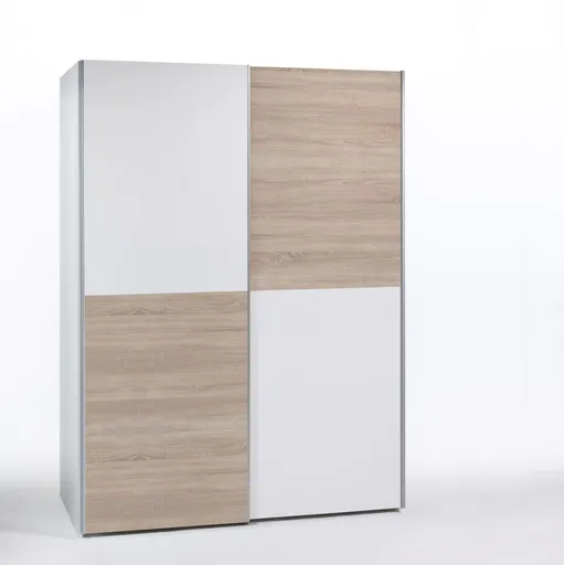Schwebetürenschrank- B ca. 170 cm, Weiß, Eiche Dekor