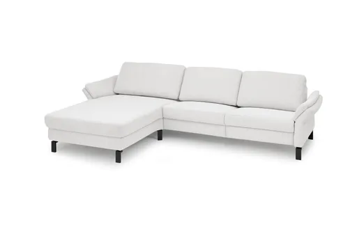 Ecksofa CALM PREMIUM 2.0 - Longchair links mit 3-Sitzer, Rückenlehne verstellbar, Stoff, Hellgrau