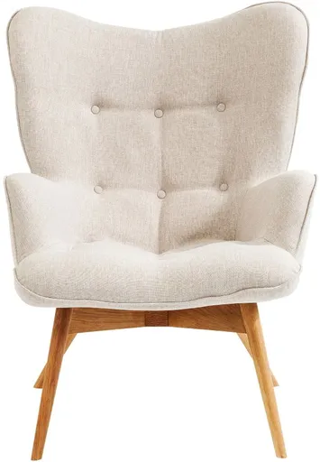 Sessel- Stoff, Beige, Eiche, Massiv