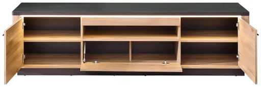 TV-Lowboard - mit Beleuchtung, B ca. 199 cm, Eiche Nachbildung, Eiche dunkel Nachbildung