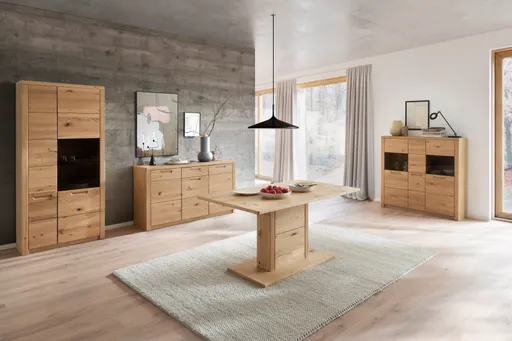 Esstisch - LB ca. 160x90 cm, Eiche Nachbildung, Eiche massiv geölt