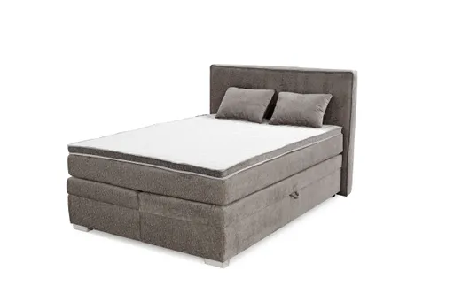 Boxspringbett JEANETTE- Liegefläche ca. 140x200 cm, Stoff, Graubeige