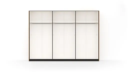 Drehtürenschrank Colorado - B ca. 307 cm, Glas, Hellgrau matt