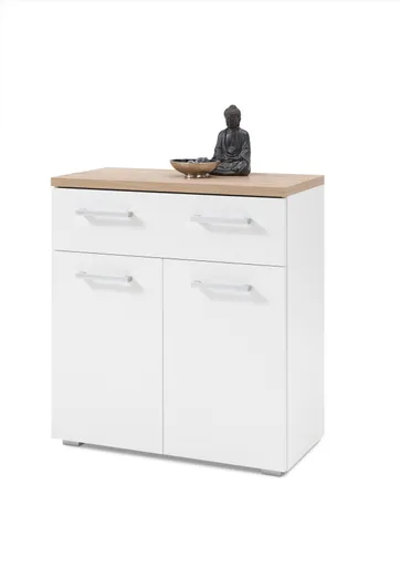 Schuhkommode - B ca. 78 cm, Weiß, Artisan Eiche Nachbildung