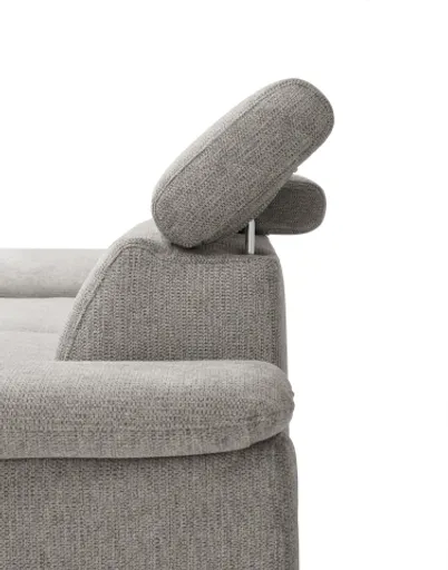 Ecksofa EZRA - 2-Sitzer, Ecke rechts inkl. Kopfteilverstellungen, Stoff, Hellgrau